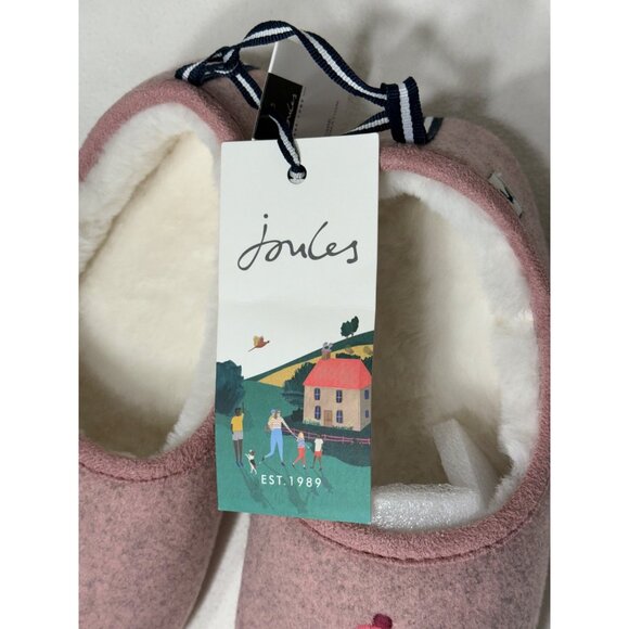 Joules Pink Golden Retriever Dog Embroidered Fur Lined Slipper Slippet pup S 5 6 - Picture 7 of 14